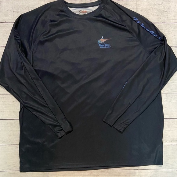 World Wide Sportsman Jason Mathias Mens Fishing Sun Shirt Size XL Blue Marlin - Picture 3 of 12